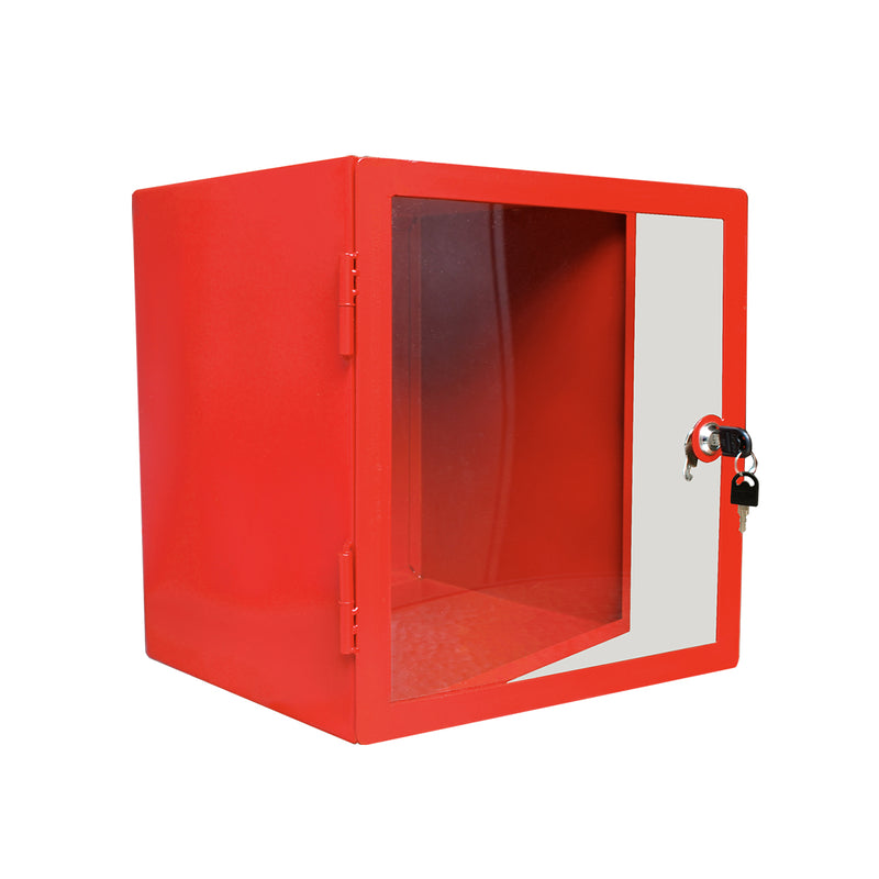 Caja metálica roja para emergencia con cerradura, indispensable para mantener accesorios de emergencia al mejor alcance