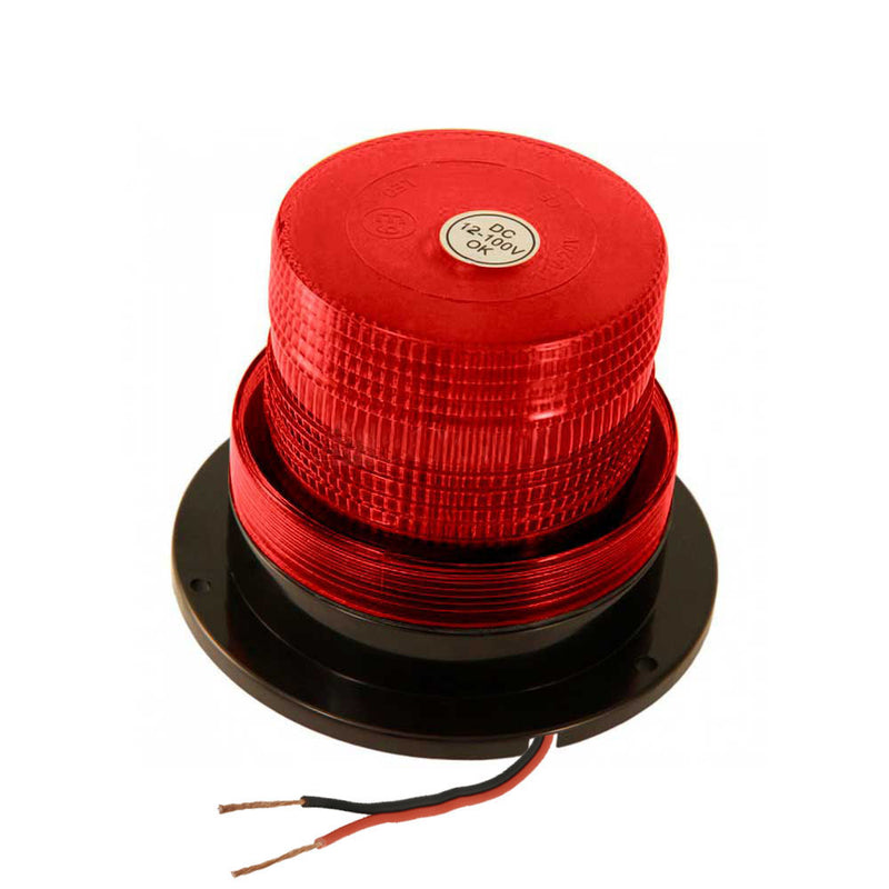 Baliza cilíndrica de color rojo para acceso vehicular, PVC de alta resistencia, Conexión a 220v, Iluminación estroboscópica