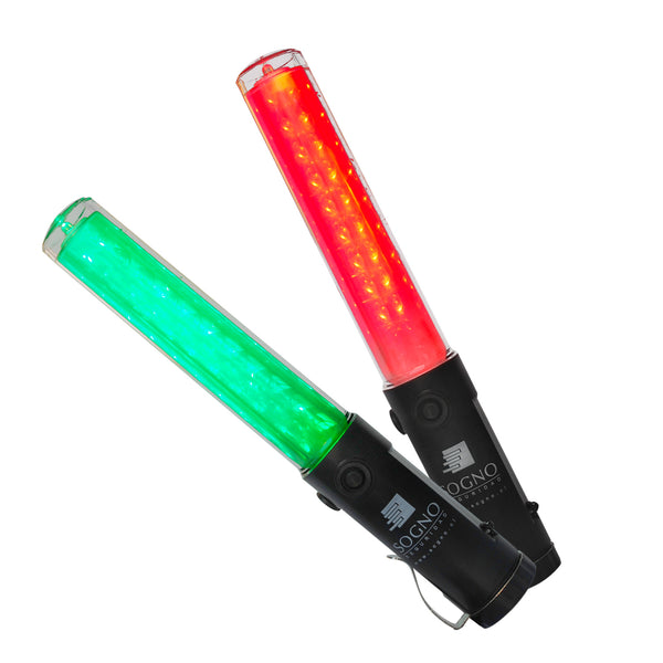 Bastón Luminoso Recargable, Bicolor Rojo y Verde, mide 27 cm, Rango de visualización de 1 km, incluye Cargador a 220V