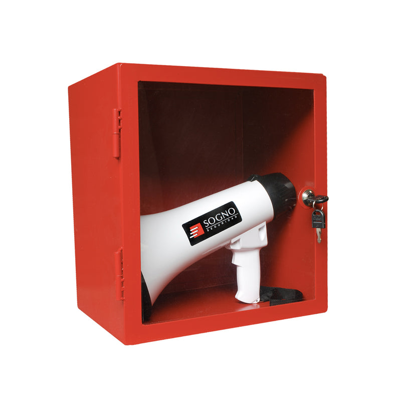 Caja metálica roja para emergencia con megáfono CT1003, indispensable para mantener accesorios de emergencia al mejor alcance