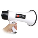 Megáfono de 30w Recargable, Rango de alcance 500 metros, con sirena, micrófono, conexión USB y AUX. Incluye cargador a 220V.