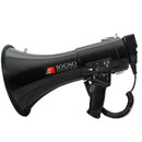 Megáfono de 50w, Recargable, Rango de alcance 800 mts, con sirena, micrófono, conexión USB y AUX. Incluye cargador 220V y 12V