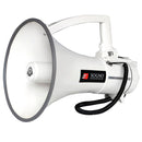 Megáfono de 60w Recargable, Rango de alcance 1500 mts, con sirena, micrófono, conexión USB y AUX. Incluye cargador 220V y 12V