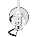 Megáfono de 60w Recargable, Rango de alcance 1500 mts, con sirena, micrófono, conexión USB y AUX. Incluye cargador 220V y 12V