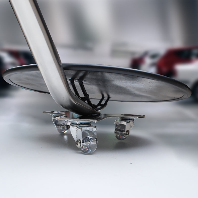 Espejo de inspección vehicular con ruedas y linterna, Material de acero inoxidable con agarre de goma y cristal convexo 35cm