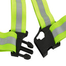 Arnés reflectante verde con cintas ajustables y tela de polyester