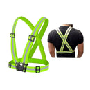 Arnés reflectante verde con cintas ajustables y tela de polyester