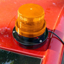 Baliza cilíndrica con base magnética de color ámbar, 2 modos de iluminación, estroboscópica y giratoria, Conexión a 12v 