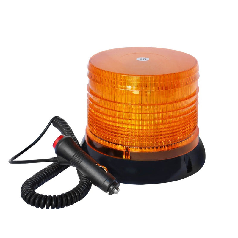 Baliza cilíndrica con base magnética de color ámbar, 2 modos de iluminación, estroboscópica y giratoria, Conexión a 12v