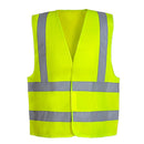Chaleco vial reflectante de color verde con cintas de alta visibilidad 
