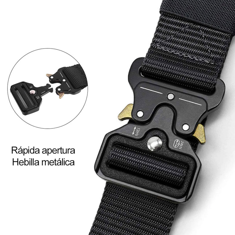 Cinturón Ajustable Táctico, Material de nylon y poliester con hebilla de metal, estilo casual o militar 