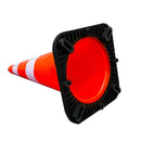 Cono vial naranja de 36 pulgadas con base negra y cintas reflectantes de alta visibilidad 