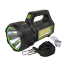 Foco LED Recargable con Panel Solar, Rango de Alcance de 300 metros con 2 modos de enfoque, lateral y frontal