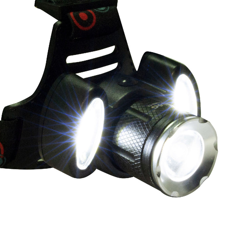 Linterna de Cintillo con 3 LED, Recargable, Rango de alcance de 100 metros con 4 modos de iluminación